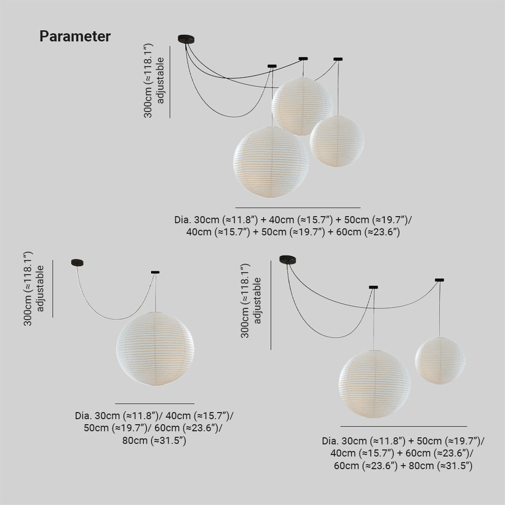 Lampa Wisząca Wabi Sabi Kula z Metalu i Papieru