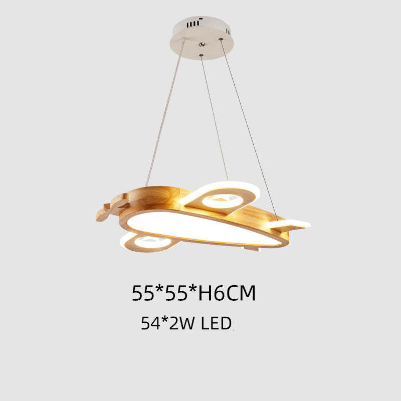 Lampa Wisząca Samolot z Drewna i Akrylu do Pokoju Dziecięcego