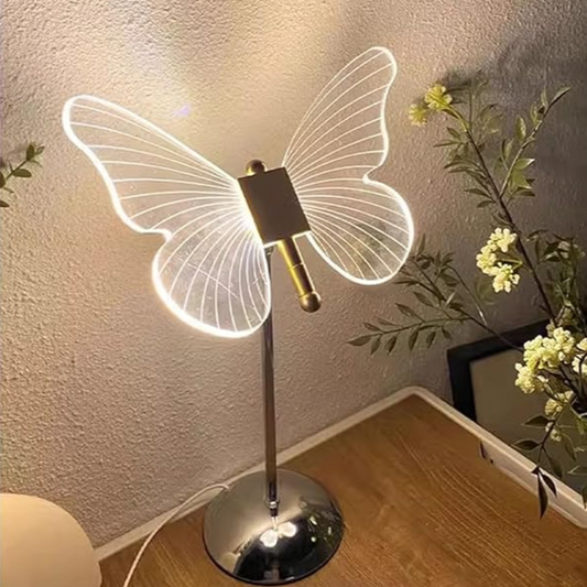 Fantazyjna lampa stołowa Butterfly z delikatnym światłem LED | Eleganckie oświetlenie do sypialni dla bajkowego wystroju
