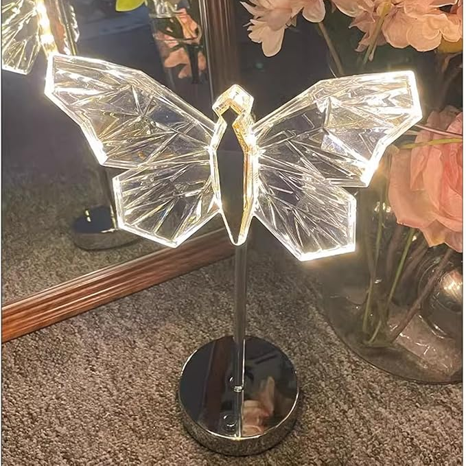 Fantazyjna lampa stołowa Butterfly z delikatnym światłem LED | Eleganckie oświetlenie do sypialni dla bajkowego wystroju