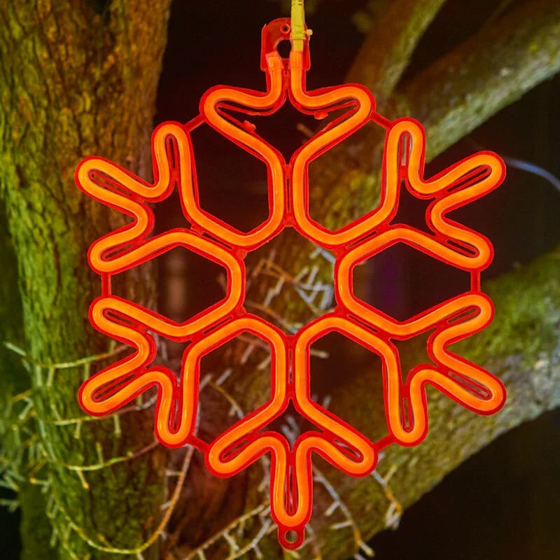 Wodoodporne Lampki LED w Kształcie Płatków Śniegu - Pomarańczowy