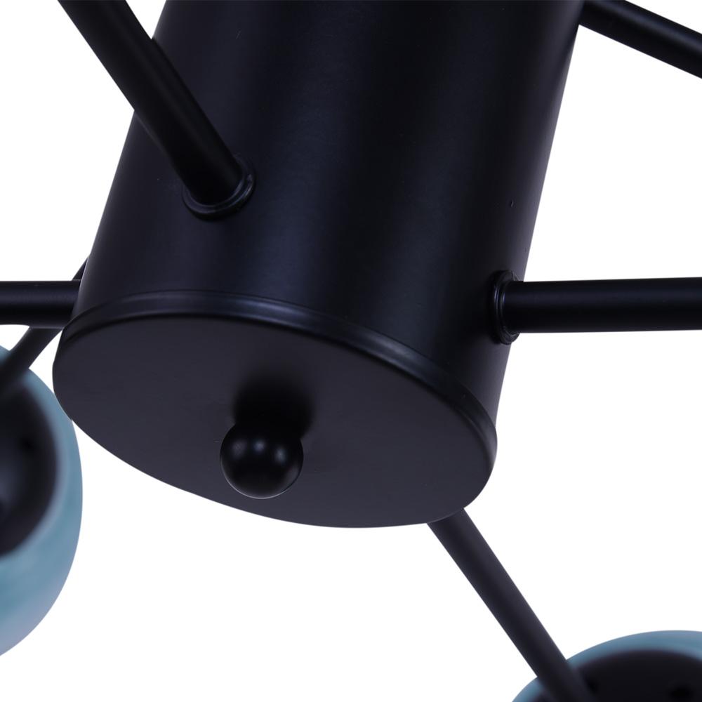 Nowoczesna Lampa Sputnik z Niebieskimi Szklanymi Bańkami na 8 Punktów