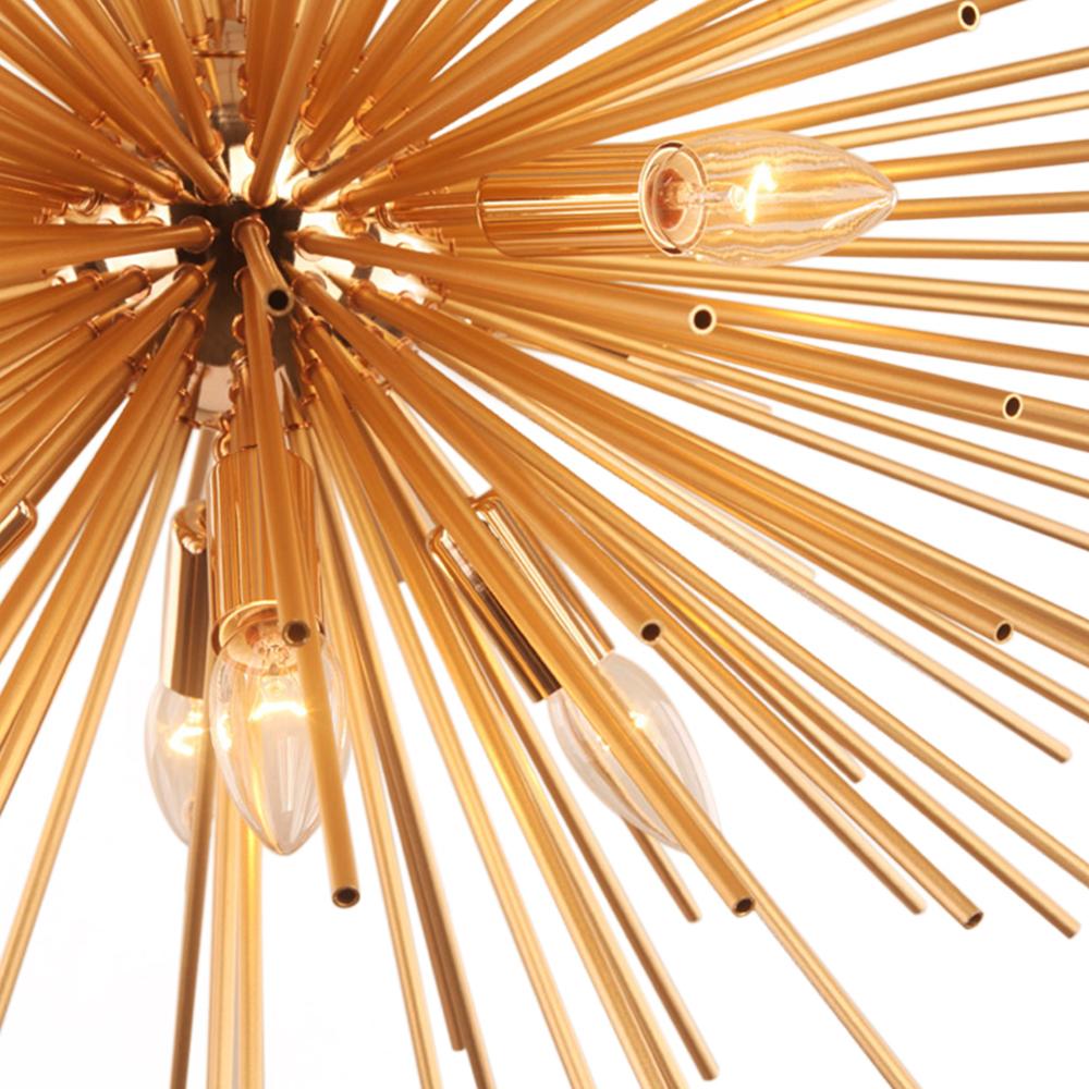 Złoty Żyrandol Sputnik Słońce Mid-Century