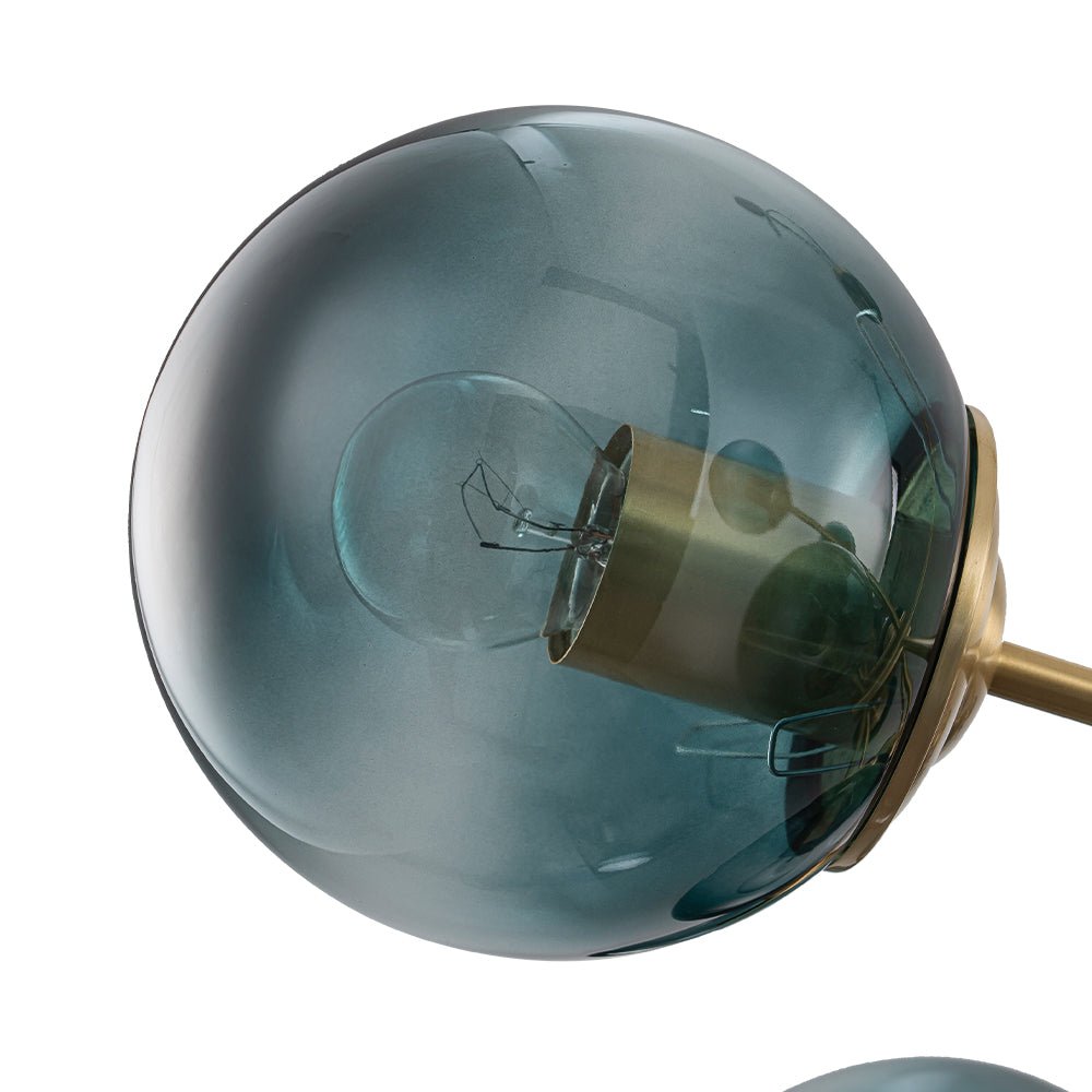 Liniowy Żyrandol Sputnik z Gradientowymi Niebieskimi Bańkami na 12 Punktów