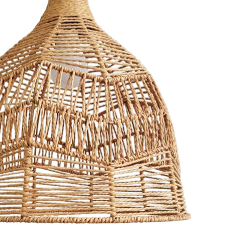 Boho Żyrandol z Naturalnego Rattanu, Piętrowy Bęben lub Kopuła