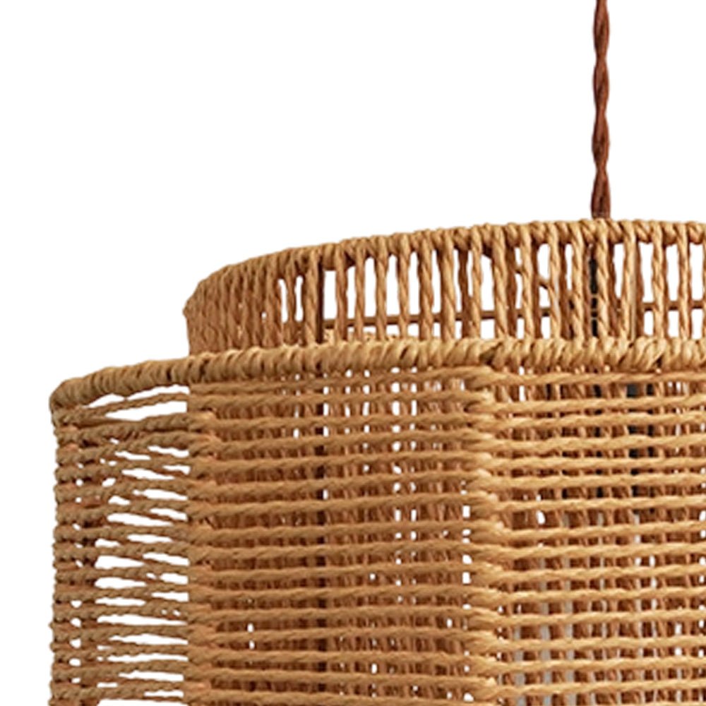 Boho Żyrandol z Naturalnego Rattanu, Piętrowy Bęben lub Kopuła
