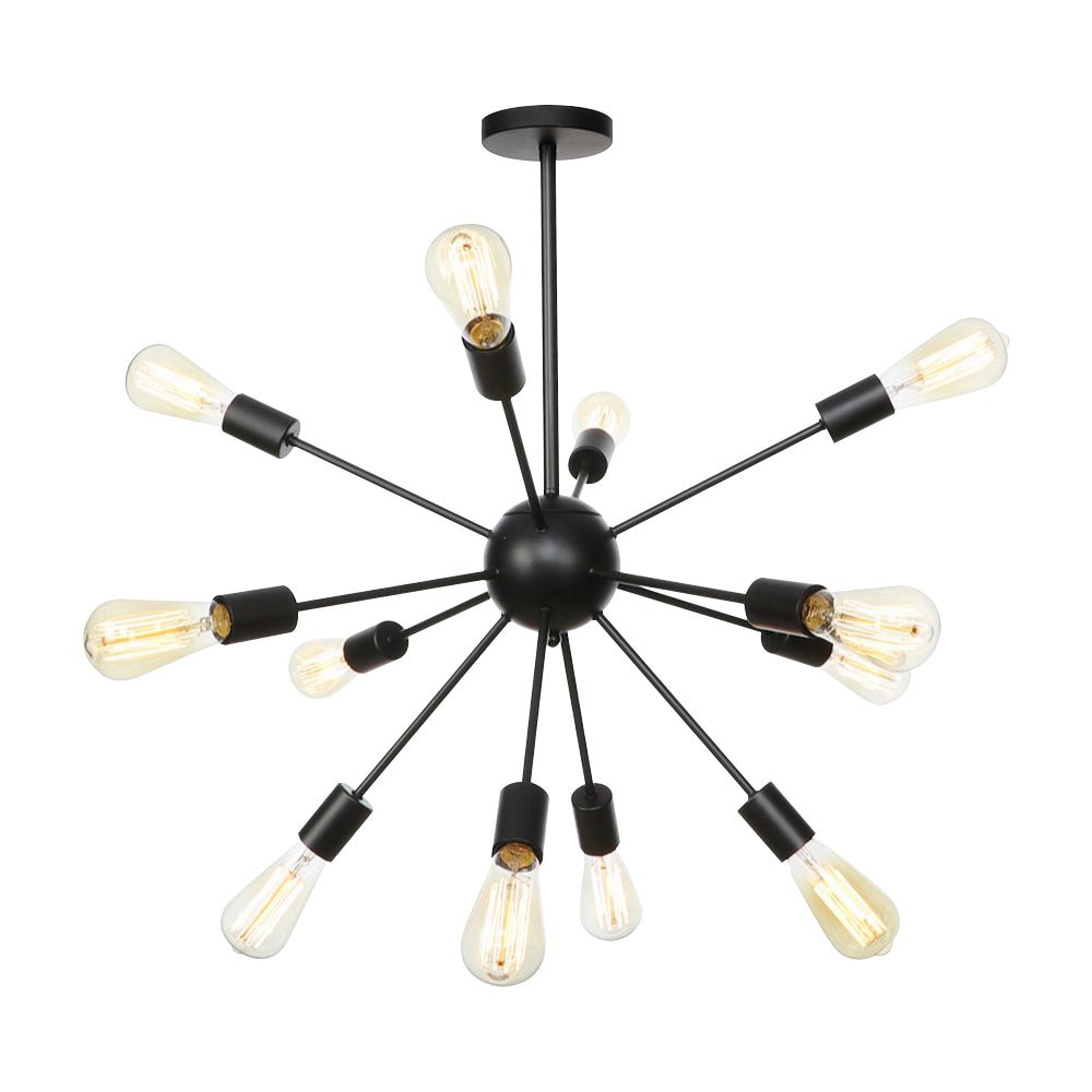 Czarny Żyrandol Sputnik Mid-Century na 12 lub 20 Punktów
